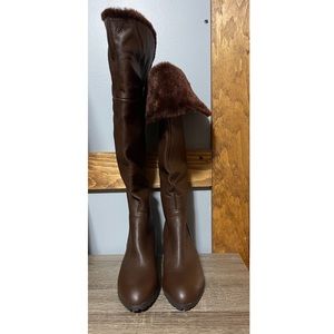 H by Halston Women's Donna Brown Leather Boots (Size 5M)